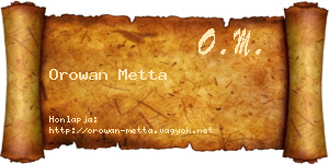 Orowan Metta névjegykártya